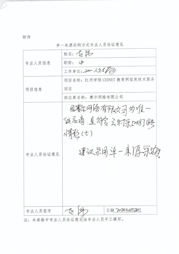 单一来源采购方式专业人员论证意见(CERNET)-1