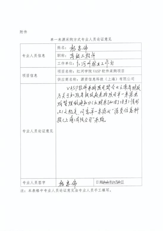 单一来源采购方式专业人员论证意见(VASP)-2